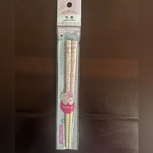 Sanrio My Melody Sweet Piano Pink Bamboo Chopsticks 16.5cm or 6.5 in
